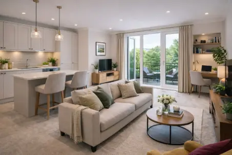 Duplex apartment near Priory Park with contemporary shaker-style kitchen