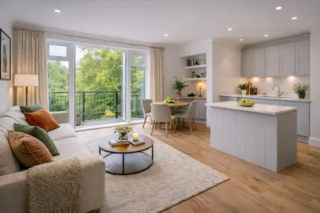 Modern apartment near Sevenoaks station with useful built-in storage