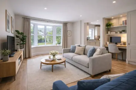 Purpose-built flat near Bromley South with bright bay-fronted sitting room