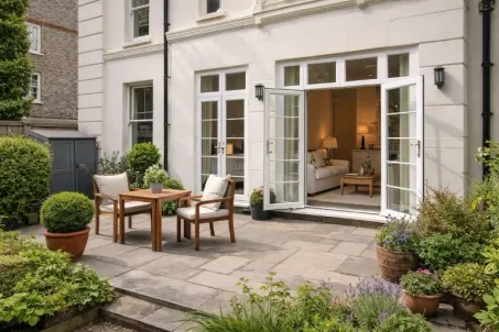 A polished apartment with private outside space