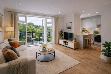 Maisonette near the village green with private balcony